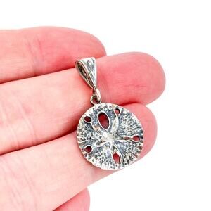 Vintage Sterling Silver 925 Sand Dollar Pendant Ocean Charm